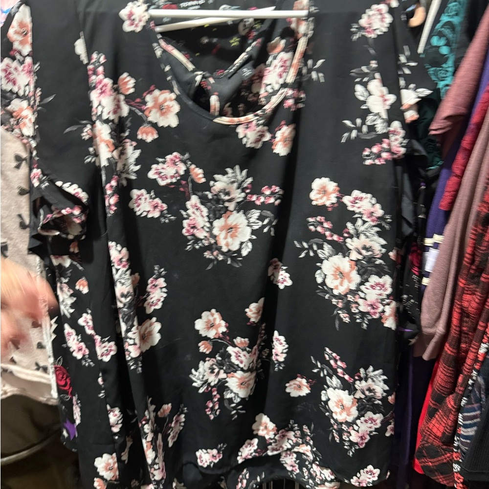 Torrid Floral Print Blouse with Cutout
